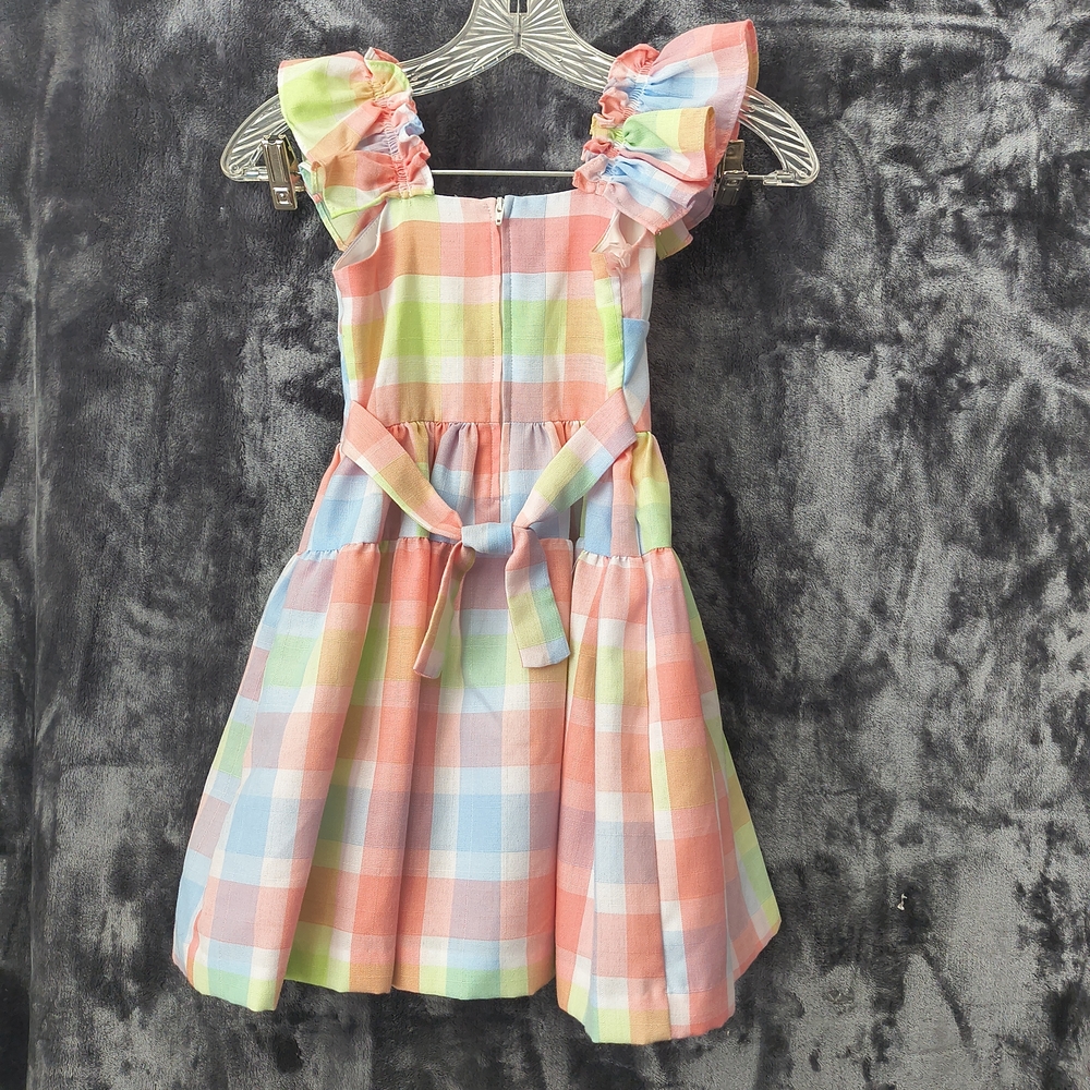 Bonnie Jean Pink and Blue Plaid Kids Dress - Picture 3 of 5